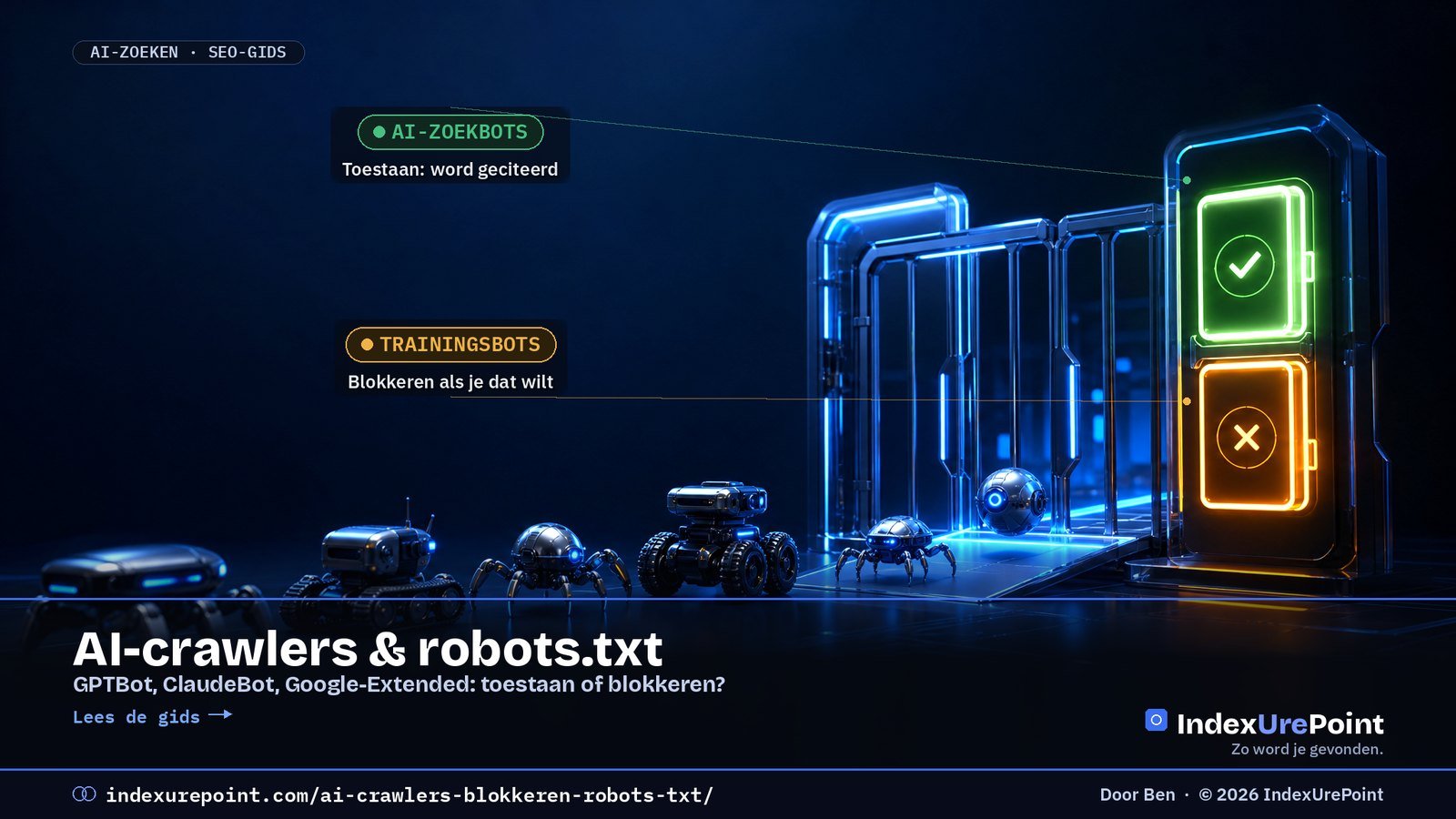 AI-crawlers en robots.txt: GPTBot, ClaudeBot en Google-Extended toestaan of blokkeren